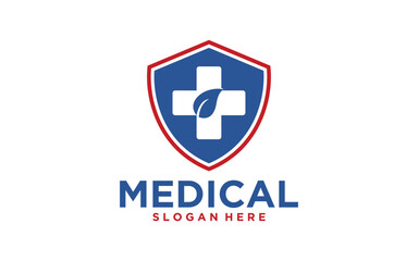 Shield with medical cross logo template
