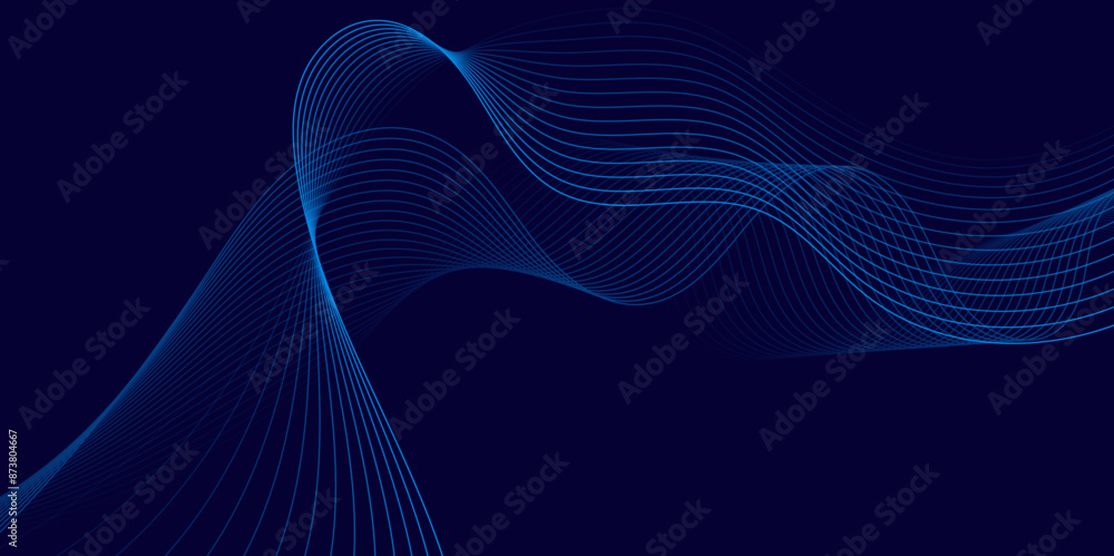 Aufkleber Abstract colorful particles wave line on blue gradient background. Digital glowing futuristic technology concept abstract background. Dynamic waves use for business modern concept, vector  illustratio