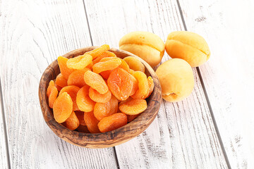 Dried apricot heap in the bowl