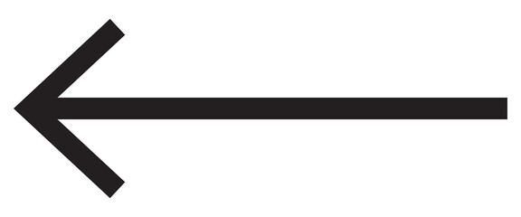 Obraz premium Black long arrow to the left. straight long arrow, black cursor, horizontal element, thick pointer vector icon isolated on white background. Simple illustration.