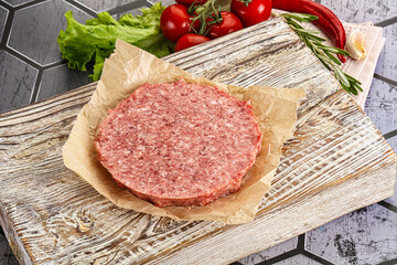 Raw beef uncooked burger cutlet