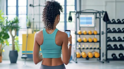 A fitness enthusiast checking their workout progress on their smartphone, a surge of accomplishment coursing through them as they see their hard work paying off