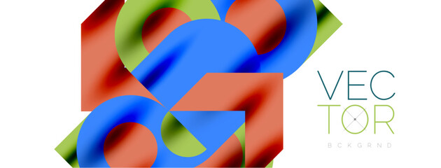 Metal color circles with shadows and other geometric elements composition for wallpaper, banner, background or landing