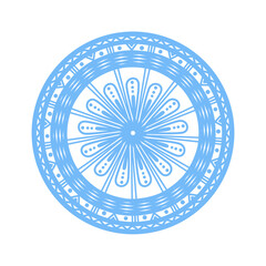 Doodle mandala decoration inspired by wheels and flower that can be used for sticker, scrapbook, icon, decorative, e.t.c with aesthetic blue color