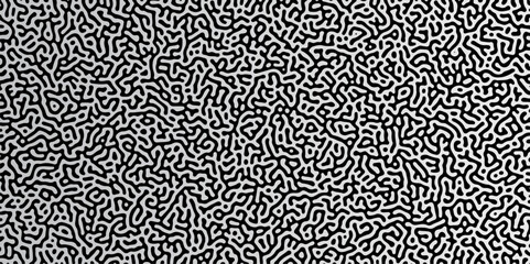 Abstract truing organic wallpaper Turing reaction diffusion monochrome seamless pattern with chaotic motion. Generative algorithm psychedelic background. Reaction-diffusion or truing pattern formation