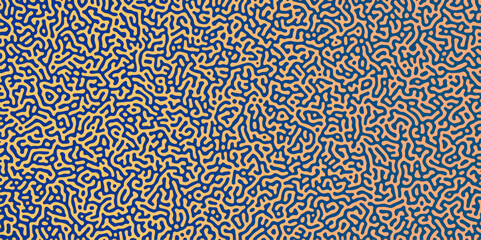 Abstract truing organic wallpaper Turing reaction diffusion monochrome seamless pattern with chaotic motion. Generative algorithm psychedelic background. Reaction-diffusion or truing pattern formation