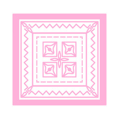 Doodle mandala decoration inspired by square frame and line illustration pillow case  that can be used for sticker, scrapbook, icon, decorative, e.t.c with aesthetic pink color