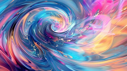 Obraz premium A vibrant abstract background with swirling patterns of bright colors like blue, pink, and yellow.