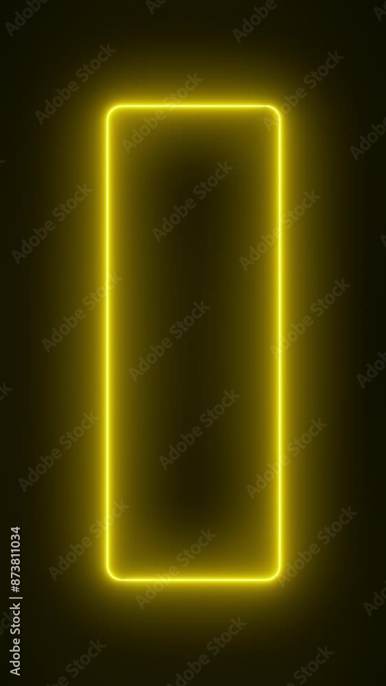 Poster video animation of glowing neon rectangles in orange - abstract background - seamless loop - vertica