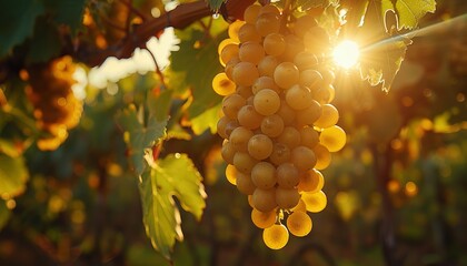 Fototapeta premium Golden Grapes Basking in the Sunset Glow