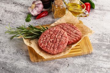 Raw burger cutlet for grill