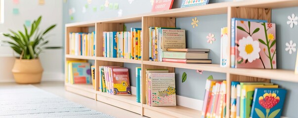 Classroom library with books from around the world, global education, global literature