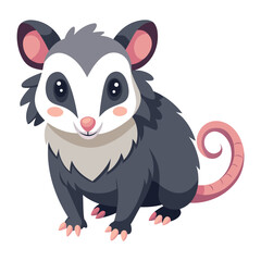 Illustration of Cute Opossum animal on white