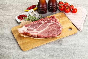 Raw pork neck steak uncoocked