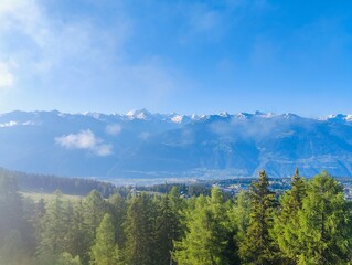 Landscape with fog from Crans-Montana Switzerland 