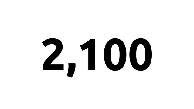 Simple count-up animation from 0 to 5000. White, black, Green Screen background. Smooth and elegant animations that start and end gently with ease-in and ease-out transitions. 4K Motion Graphics