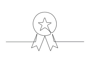 Winner award badge continuous one line drawing vector illustration. Pro vector