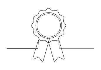 Winner award badge continuous one line drawing vector illustration. Pro vector