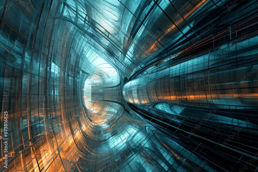 Aufkleber modern computer graphics illuminate futuristic abstract architecture, a futuristic digital rendering