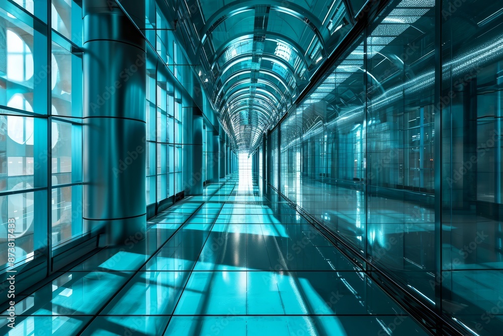 Fototapete modern computer graphics illuminate futuristic abstract architecture, a futuristic digital rendering