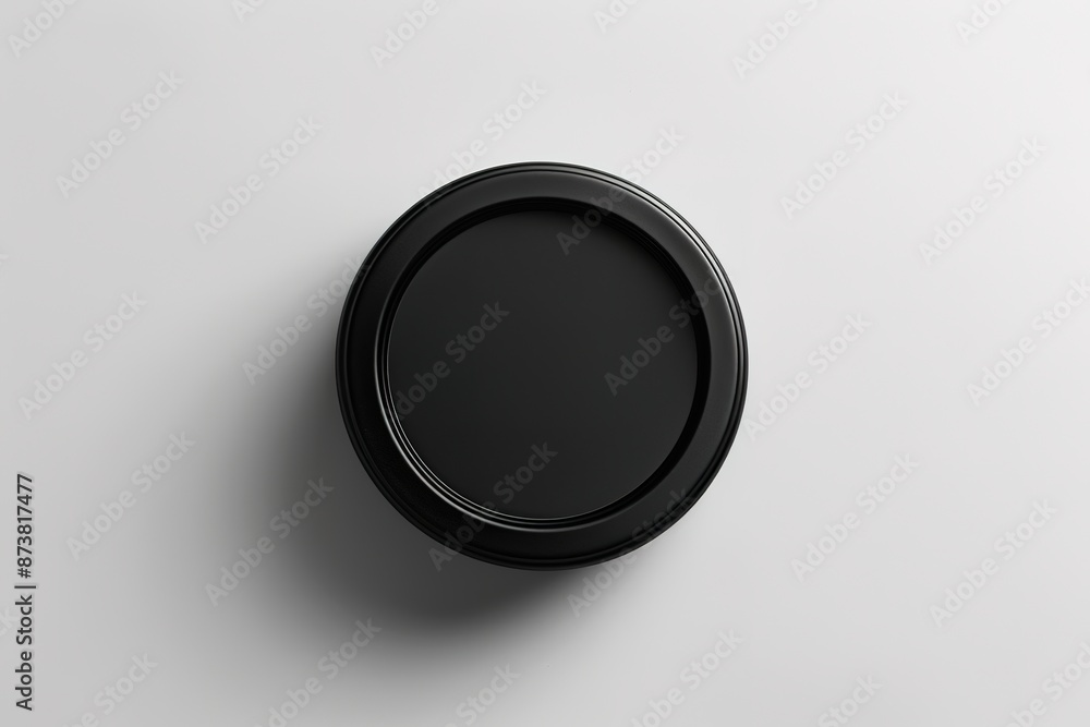 Poster minimalistic black round object centered on white background