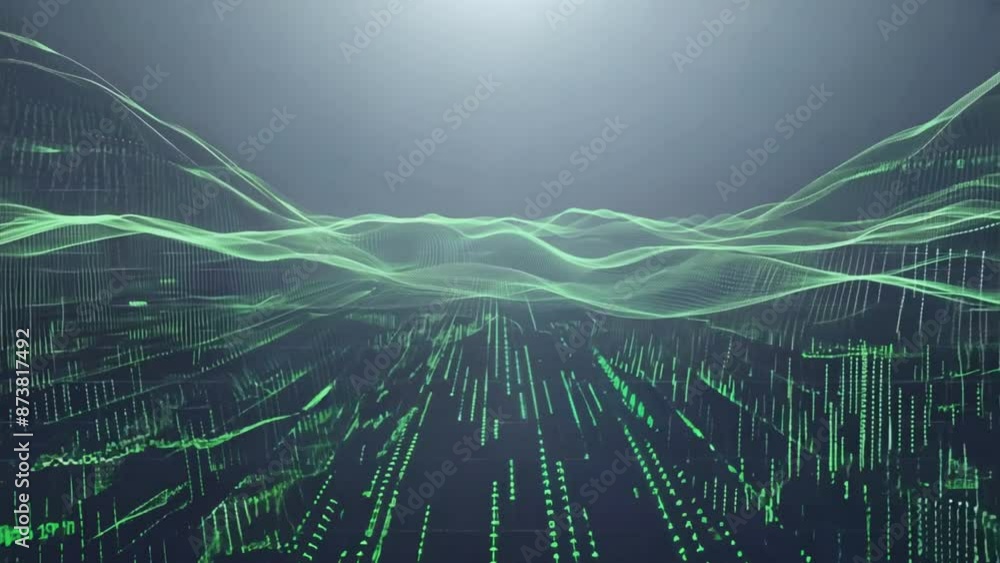Poster abstract connection dots and lines ,green technology abstract background