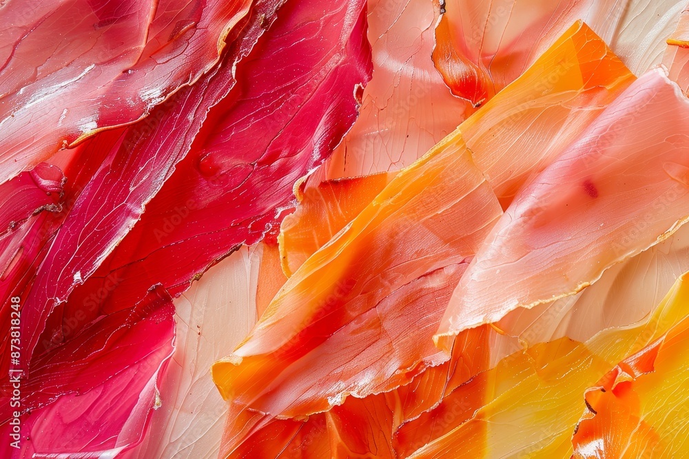 Poster detailed close-up of a painting showcasing a variety of colors blending together in an abstract comp