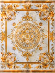 Obraz premium Baroque, Barocco Ornate Marble Ceiling Non-Linear Reformation Design with Intricate Accents Depicting Classic Elegance and Architectural Beauty