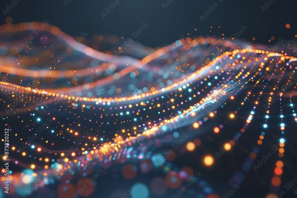 Poster a wave of lights captured in a blurry motion, creating an abstract visual effect, an abstract repres