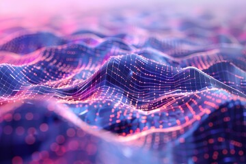 Abstract wavy lines created through data processing, representing complex patterns and digital design, An abstract representation of data processing in a digital landscape