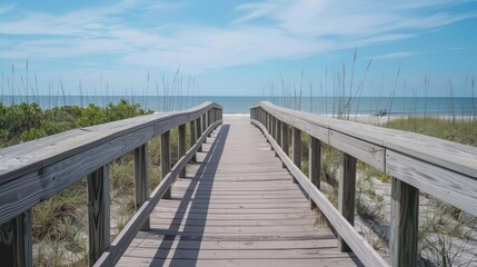 Obraz premium Wooden Bridge Leading to the Beach