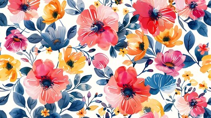 beautiful latest floral textile design pattern in attractive colors with different techniques water color pattern seamless pattern botanical pattern allover designs. Generative Ai