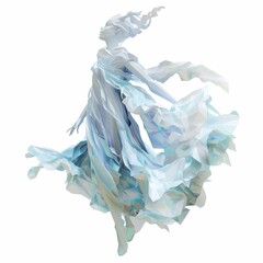 Obraz premium 3D Render, Low Poly style of a gusty elemental fairy with swirling winds and wispy features, on isolated white background, Generative AI