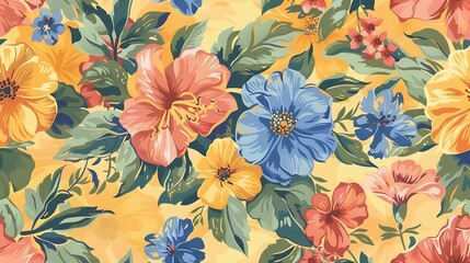 beautiful textile multicolor flower soft color decent flower bunch for textile printing allover seamless floral pattern. Generative Ai