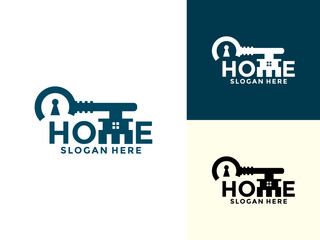 key combination with letter M vector design logo, Minimal Key Home Logo Design