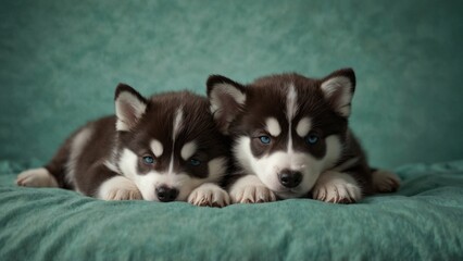 Cute puppy on solid background