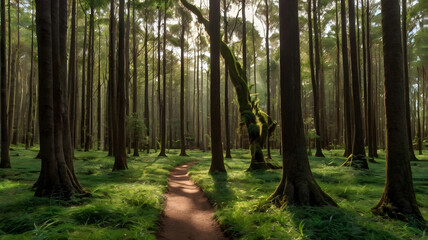 Fototapeta premium person in the forest, ai generated