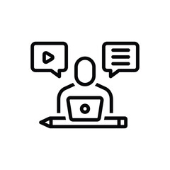 Black line icon for content creator