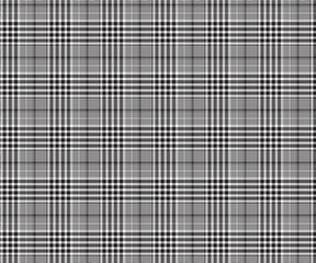 Plaid pattern, black, white, seamless for textiles and design clothing, skirts, pants, aprons, tablecloths, blankets or decorative fabrics. Vector illustration.