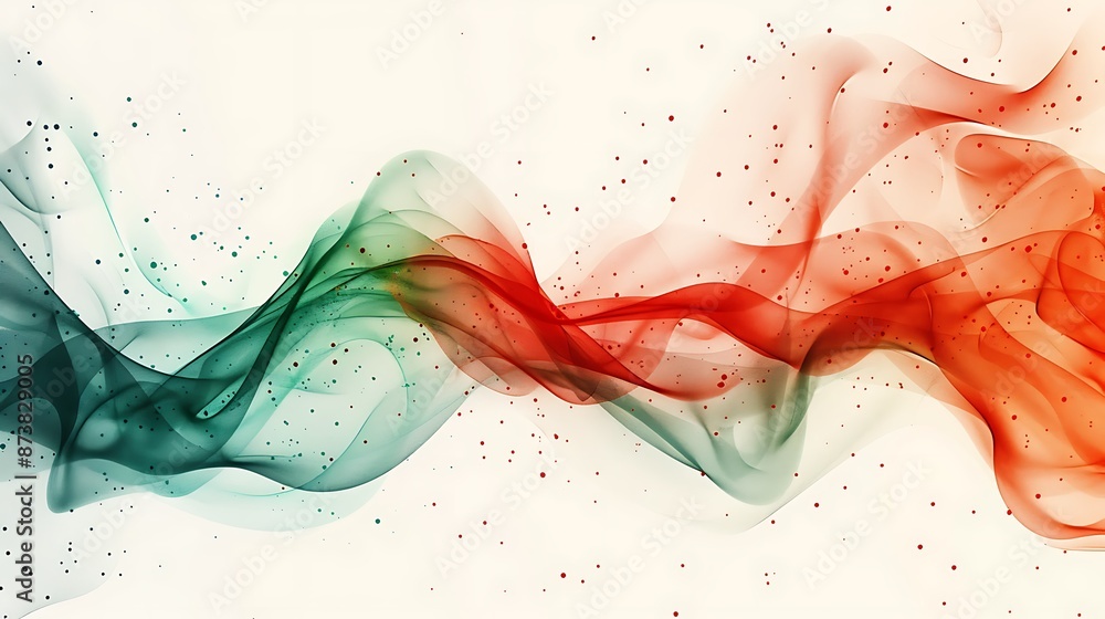 Aufkleber create an abstract image featuring red and green dots forming fluid, wave-like shapes on a white bac