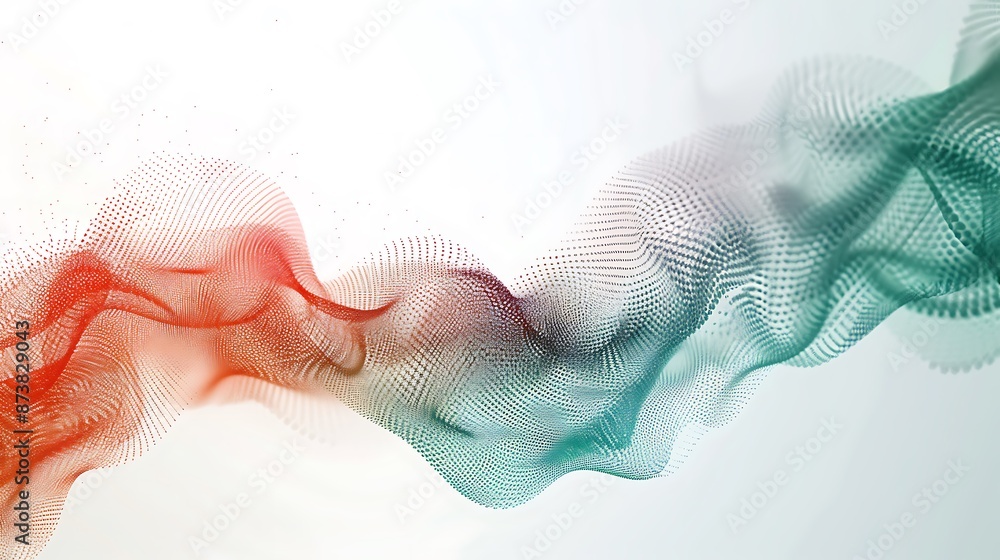 Aufkleber create an abstract image featuring red and green dots forming fluid, wave-like shapes on a white bac