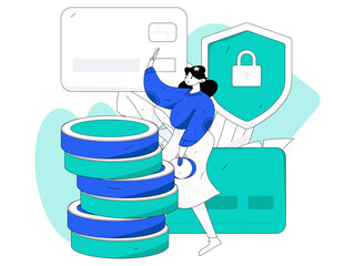 Online shopping payment security character flat vector concept operation hand drawn illustration
