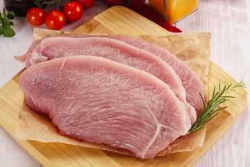 Raw uncooked turkey fillet steak