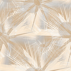 Seamless abstract textured geometric pattern with circles and lines. Beige background.
