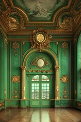 Obraz premium Baroque, Barocco Ornate Marble Ceiling Non-Linear Reformation Design with Intricate Accents Depicting Classic Elegance and Architectural Beauty