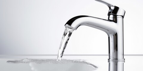 Water Flowing From a Chrome Faucet