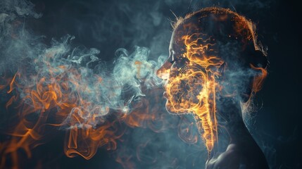 Informative anti-smoking poster, displaying the effects of smoking on lungs and public health, advocating for smoke-free public spaces