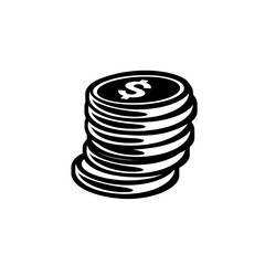 Coins Minimal Icon, Simple Logo