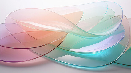 Naklejka premium パステルカラーの透明感のあるガラス、アブストラクト（生成AI、generated by AI）背景は白