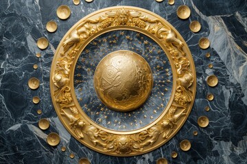 Baroque, Barocco Ornate Marble Ceiling Non-Linear Reformation Design with Intricate Accents Depicting Classic Elegance and Architectural Beauty